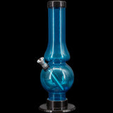 JM Plastics Acrylic Straight Tube Bubble Flare Bong in Blue - Front View