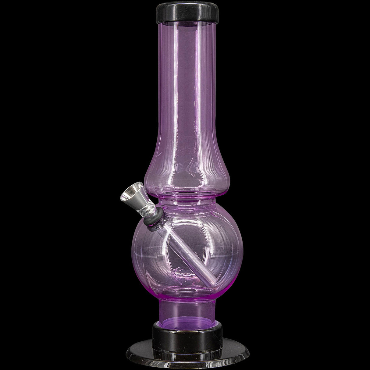 JM Plastics 6-9" Acrylic Straight Tube Bubble Flare Bong in Purple - Front View