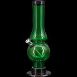 JM Plastics Acrylic Straight Tube Bubble Flare Bong in Green, 6-9" Tall, Front View