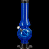 JM Plastics Acrylic Straight Tube Bubble Flare Bong in Vibrant Blue - Front View