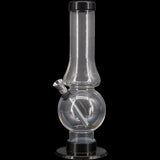 JM Plastics Acrylic Straight Tube Bubble Flare Bong in Clear - Front View