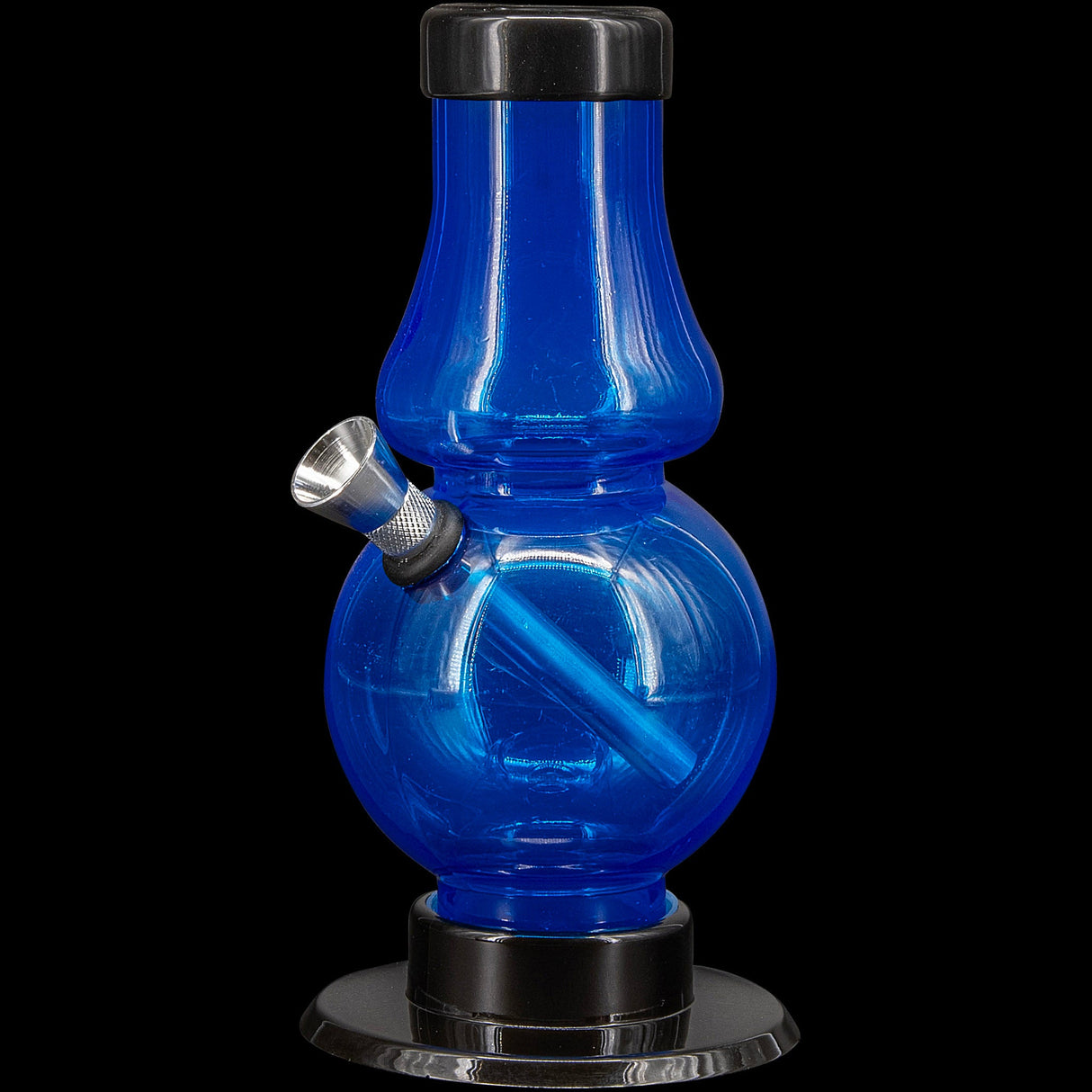 JM Plastics 6-9" Acrylic Straight Tube Bong in Blue - Front View with Bubble Flare