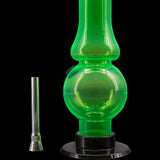 JM Plastics Acrylic Straight Tube Bong in Green with Bubble Flare - Front View