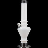 JM Plastics 8" Acrylic Blossom Bong in White - Front View on Seamless Background