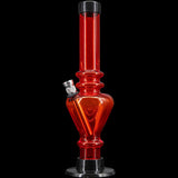 JM Plastics 8" Red Acrylic Blossom Bong front view on seamless black background