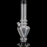 JM Plastics 8" Acrylic Blossom Bong in Clear Color - Front View on Seamless Black Background