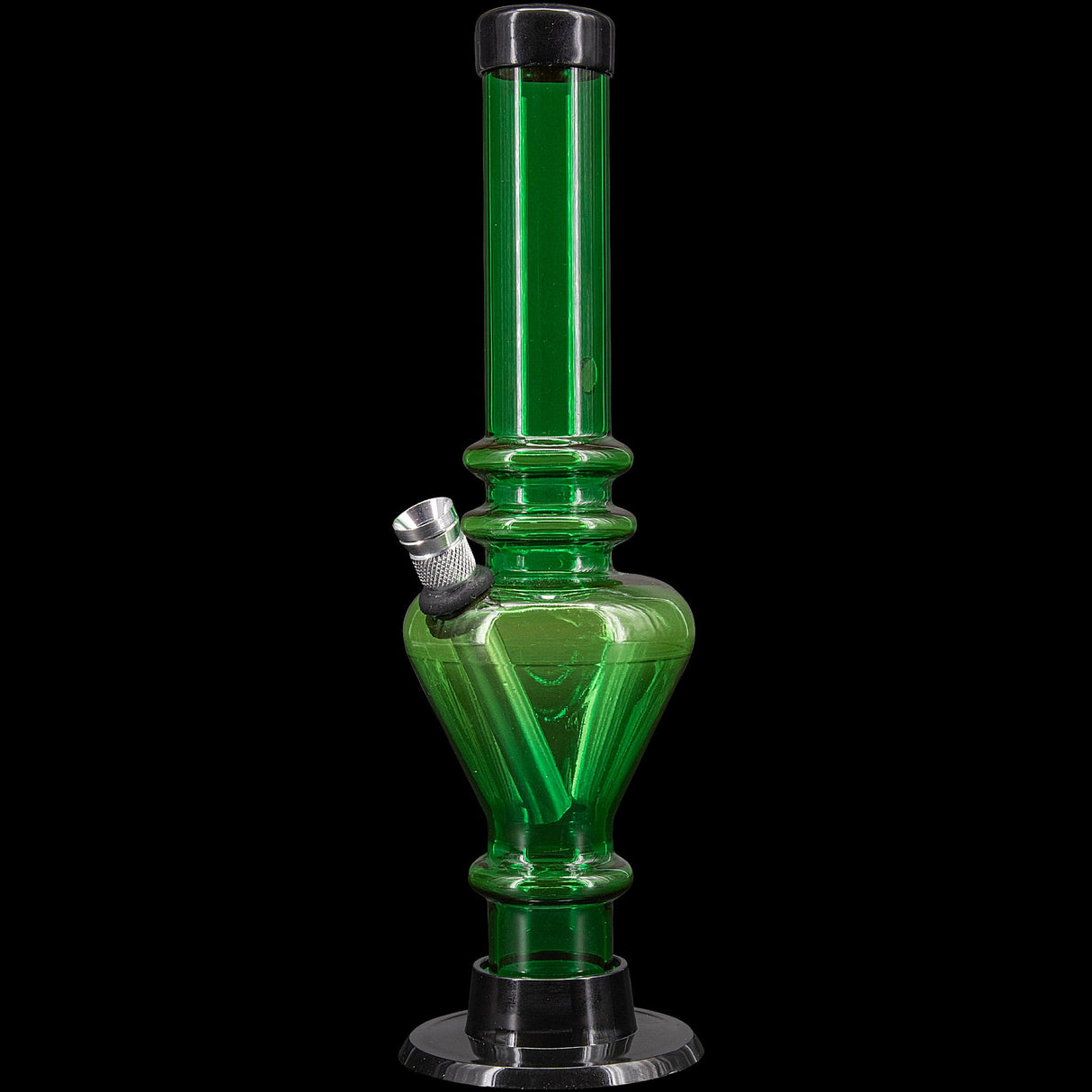 JM Plastics 8" Acrylic Blossom Bong in Green, Durable Water Pipe with Metal Bowl - Front View