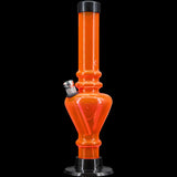 JM Plastics 8" Acrylic Blossom Bong in Vibrant Orange - Front View on Black Background