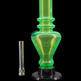 JM Plastics 8" Acrylic Blossom Bong in Green, Front View with Detached Bowl