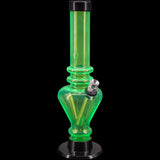 JM Plastics 8" Acrylic Blossom Bong in Green - Front View with Sturdy Base