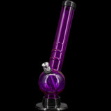 JM Plastics 8" Acrylic Angled Neck Bubble Bong in Purple - Front View with Sturdy Base