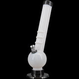 JM Plastics 8" White Acrylic Angled Neck Bubble Bong with Sturdy Base - Front View