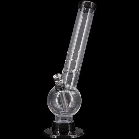 JM Plastics 8" Acrylic Angled Neck Bubble Bong in Clear - Front View