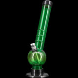 JM Plastics 8" Acrylic Angled Neck Bubble Bong in Green, Front View on Black Background