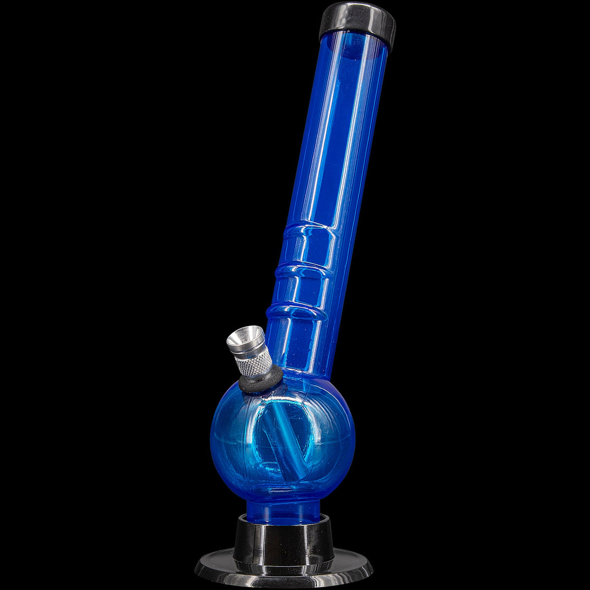 JM Plastics 8" Acrylic Angled Neck Bubble Bong in Blue, Durable & Portable