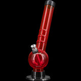 JM Plastics 8" Red Acrylic Angled Neck Bubble Bong with Deep Bowl - Side View