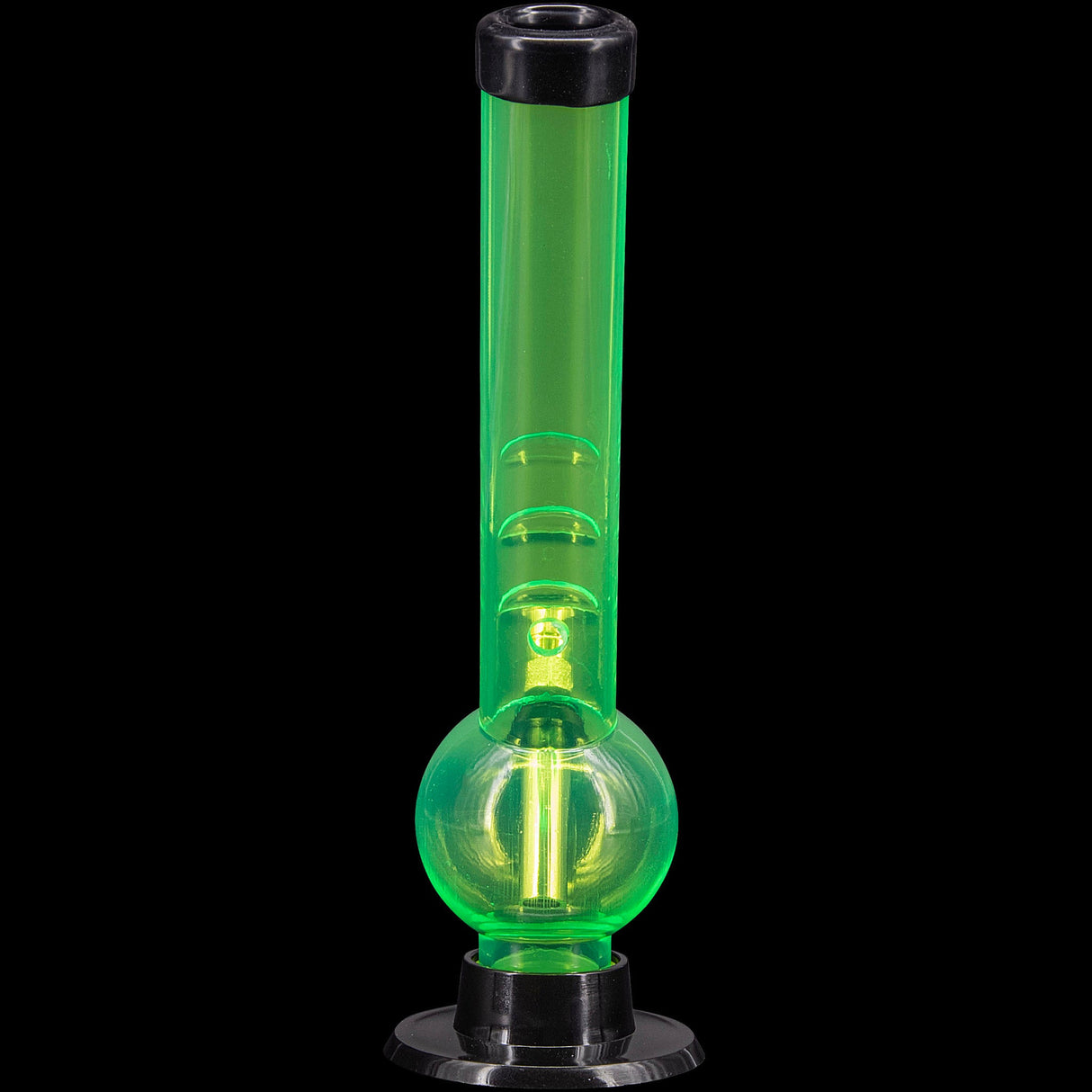 JM Plastics 8" Green Acrylic Angled Neck Bubble Bong with Sturdy Base - Front View