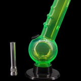 JM Plastics 8" Green Acrylic Angled Neck Bubble Bong with Detachable Metal Bowl