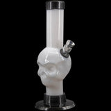 JM Plastics Mini Alien Head Acrylic Bong in White, 6" Tall, Front View with Metal Bowl