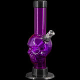 JM Plastics Mini Alien Head Acrylic Bong in Purple, 6" Tall - Front View on Black Background