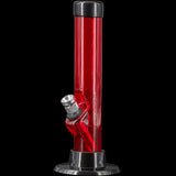 JM Plastics 6" Acrylic Straight Tube Bong in Red - Front View on Black Background