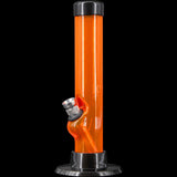 JM Plastics 6" Acrylic Straight Tube Bong in Vibrant Orange - Front View