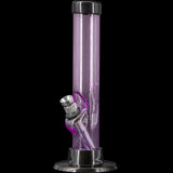 JM Plastics 6" Acrylic Straight Tube Bong in Purple - Front View on Black Background