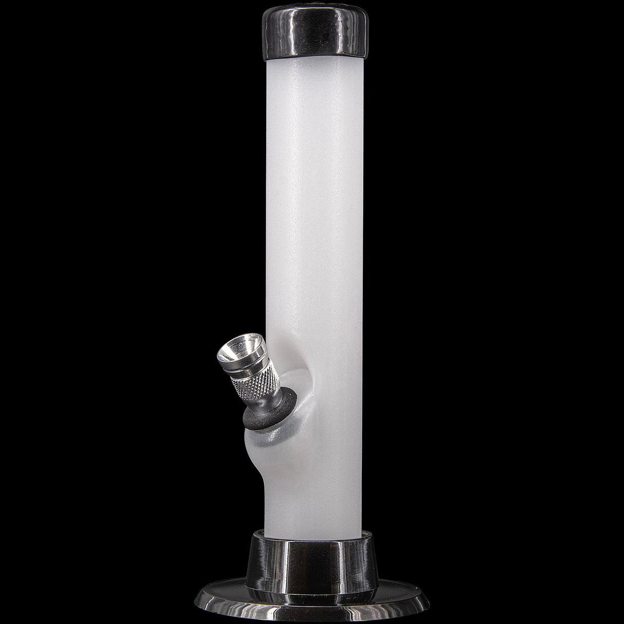 JM Plastics 6" Acrylic Straight Tube Bong in Frosted White - Front View