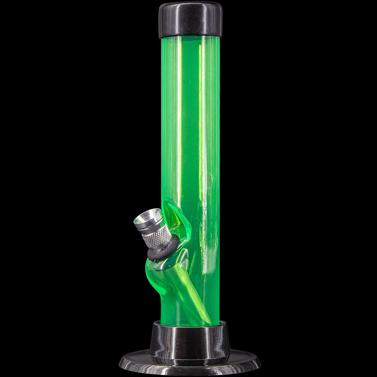 JM Plastics 6" Acrylic Straight Tube Bong in Vibrant Green, Front View, Durable Water Pipe