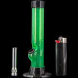 JM Plastics 6" Green Acrylic Straight Tube Bong with Metal Bowl and Lighter