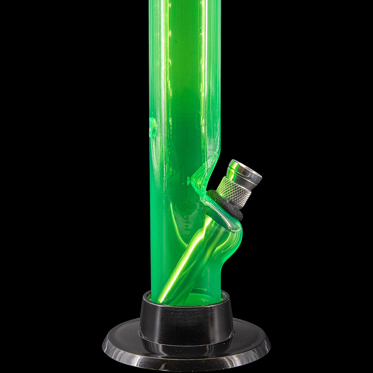 JM Plastics 6" Acrylic Straight Tube Bong in Vibrant Green - Close-up Side View