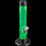 JM Plastics 6" Acrylic Straight Tube Bong in Green - Front View with Metal Bowl