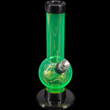 JM Plastics 6" Acrylic Bubble Bong in Green, Front View on Black Background