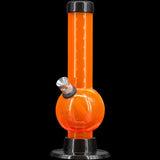 JM Plastics 6" Acrylic Bubble Bong in Vibrant Orange, Front View on Seamless Black Background