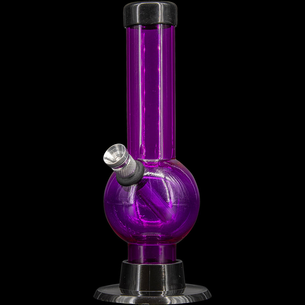 JM Plastics 6" Acrylic Bubble Bong in Purple - Front View on Black Background