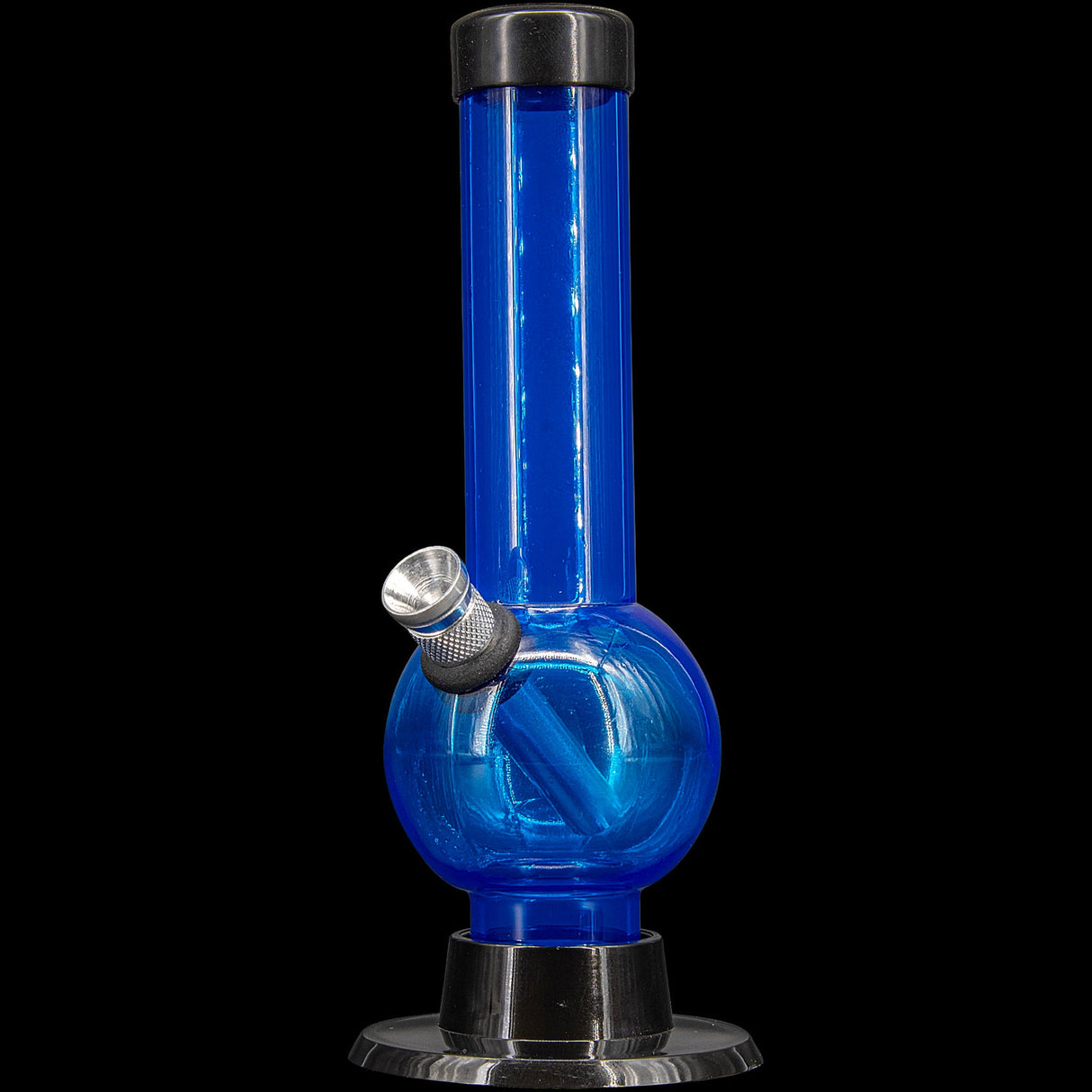 JM Plastics 6" Acrylic Bubble Bong in Blue - Front View on Black Background