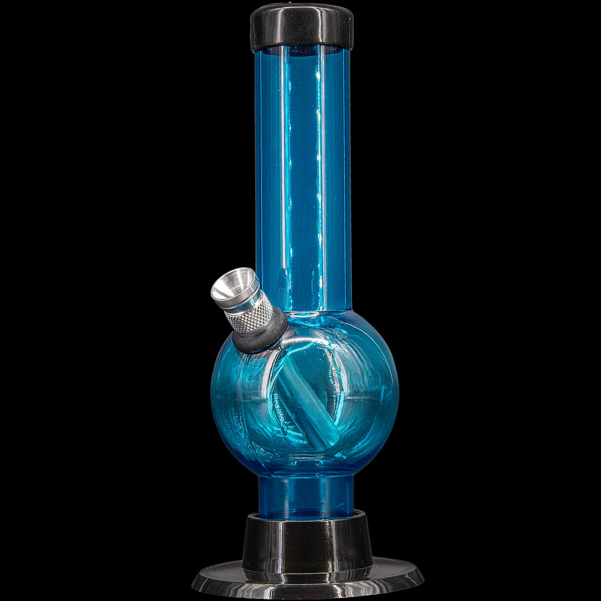 JM Plastics 6" Acrylic Bubble Bong in Blue - Front View on Black Background