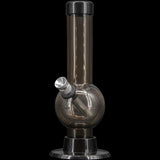 JM Plastics 6" Acrylic Bubble Bong in Transparent Gray, Front View on Black Background