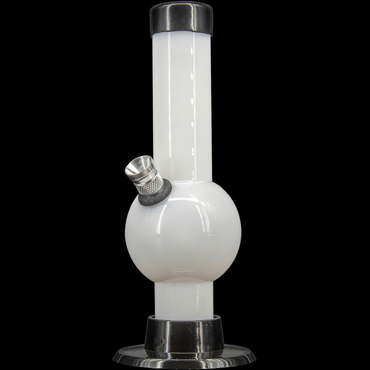 JM Plastics 6" Acrylic Bubble Bong in White - Front View with Durable Design