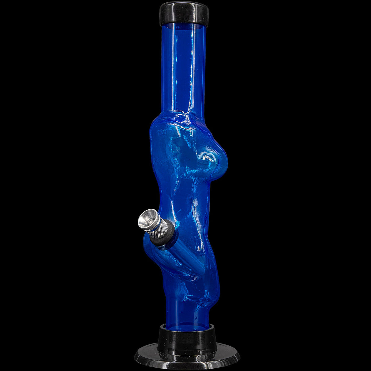 JM Plastics 8" Acrylic Lady Contour Bong in Blue, Front View, Durable with Easy Grip Design