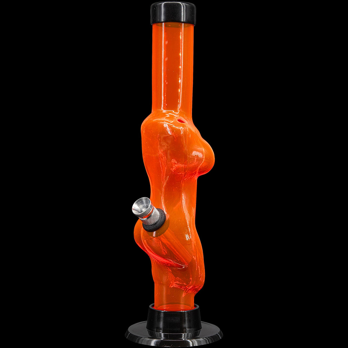 JM Plastics 8" Acrylic Lady Contour Bong in Vibrant Orange - Front View