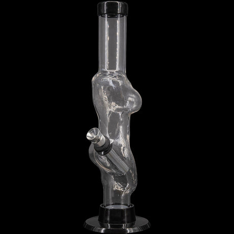 JM Plastics 8" Acrylic Lady Contour Bong in Clear - Front View on Black Background