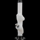 JM Plastics 8" Acrylic Lady Contour Bong in White - Front View with Sturdy Base