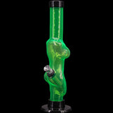 JM Plastics 8" Acrylic Lady Contour Bong in Green, Durable Water Pipe, Front View