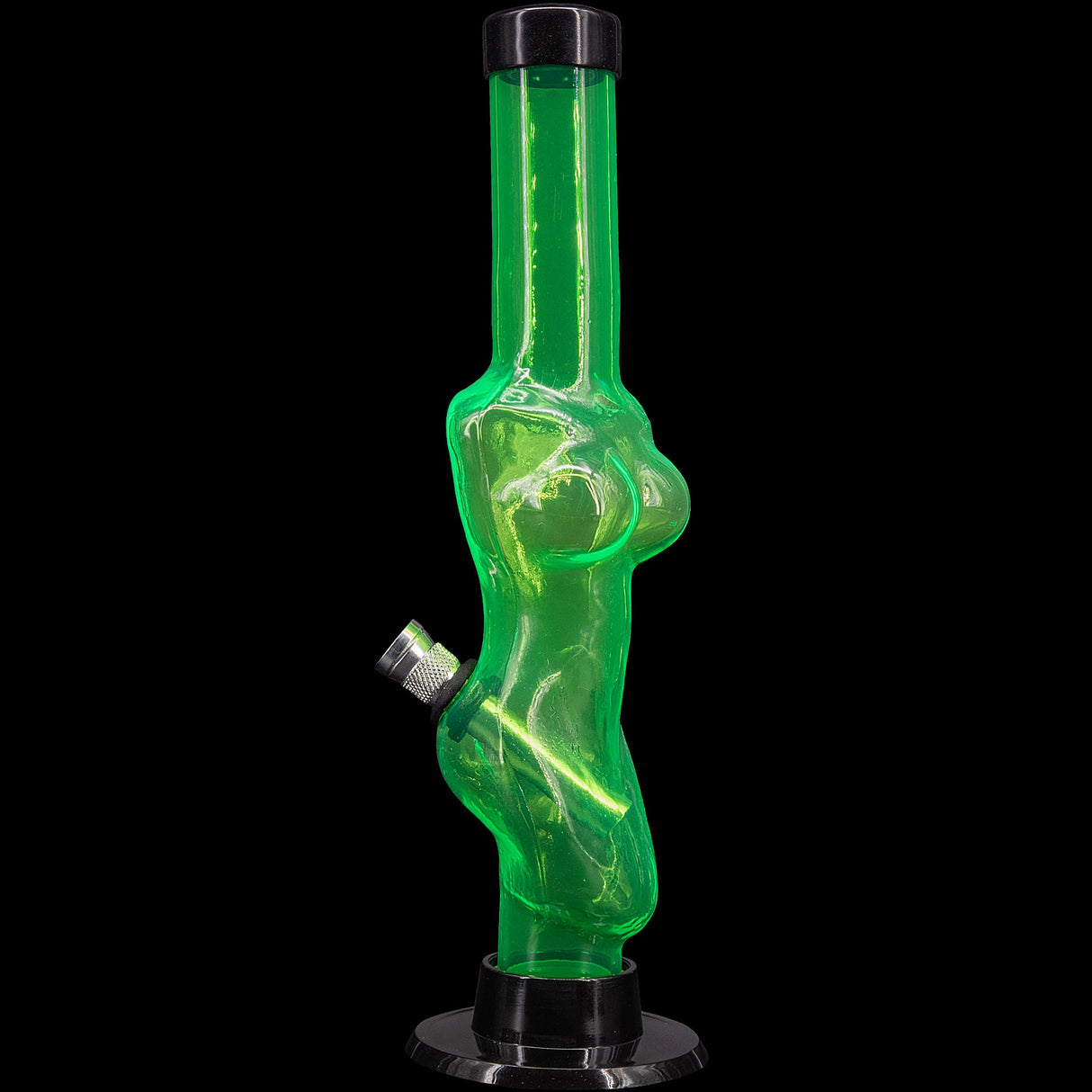 JM Plastics 8" Acrylic Lady Contour Bong in Vibrant Green - Front View