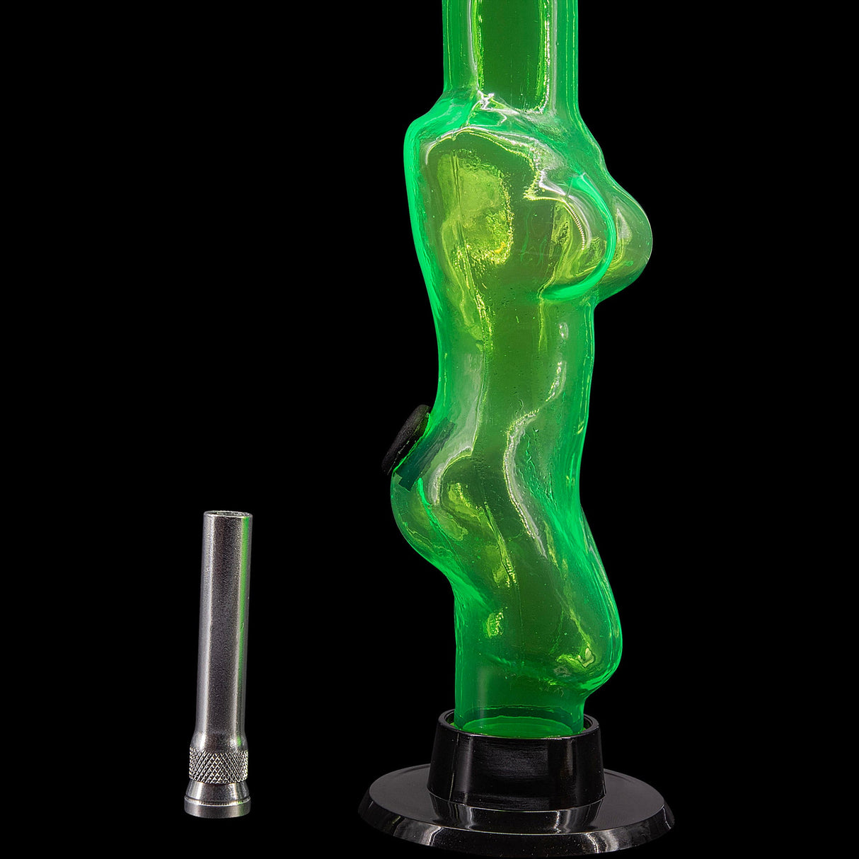 JM Plastics 8" Acrylic Lady Contour Bong in Green with Detachable Bowl - Front View