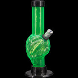 JM Plastics Mini Skull Acrylic Bong in Green, 6" Tall - Front View on Seamless Black Background