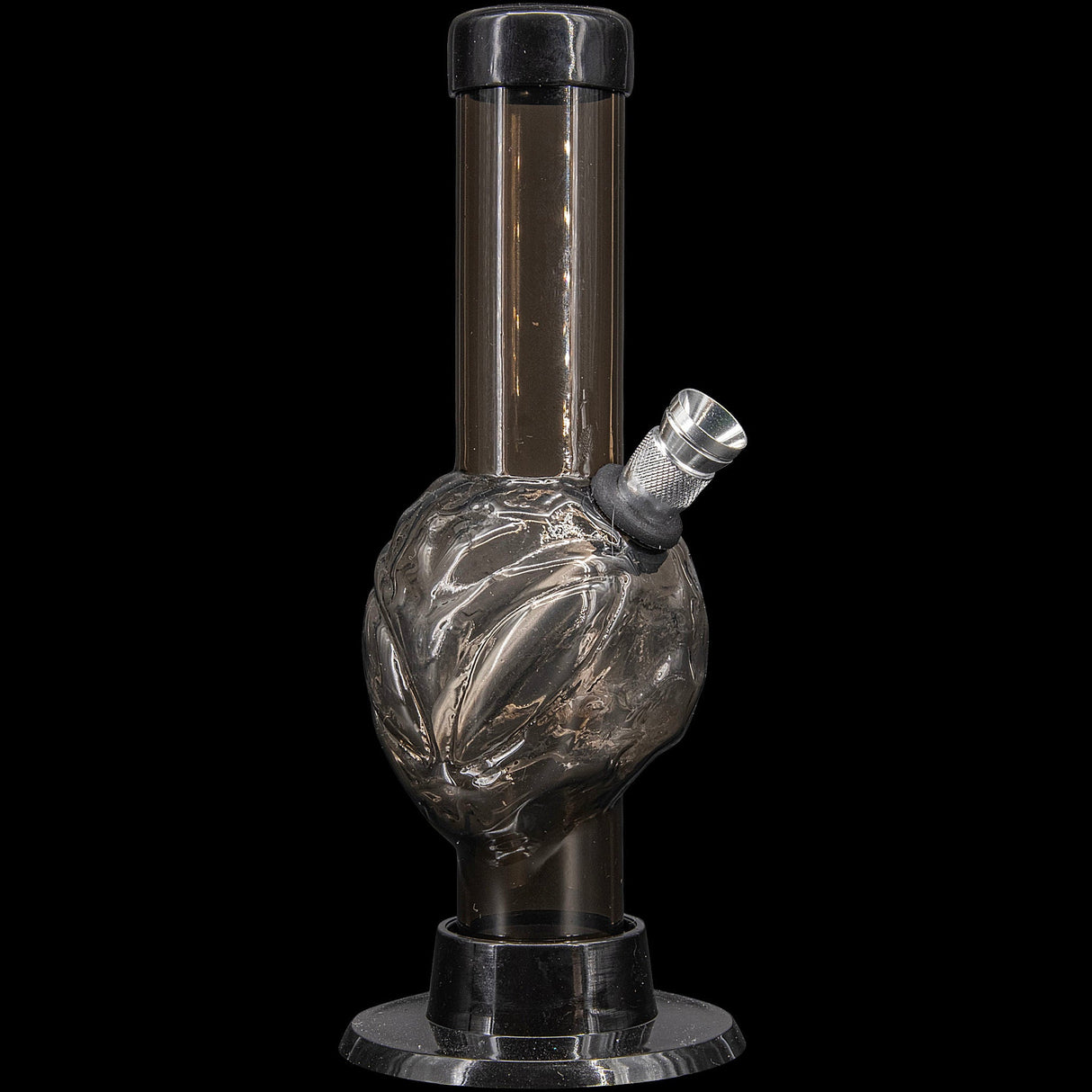 JM Plastics Mini Skull Acrylic Bong - 6" Tall in Sleek Black - Front View