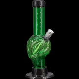 JM Plastics Mini Skull Acrylic Bong in Green - 6" Tall Front View on Black Background