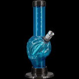 JM Plastics Mini Skull Acrylic Bong in blue, 6" Tall, durable with easy grip design - Front View